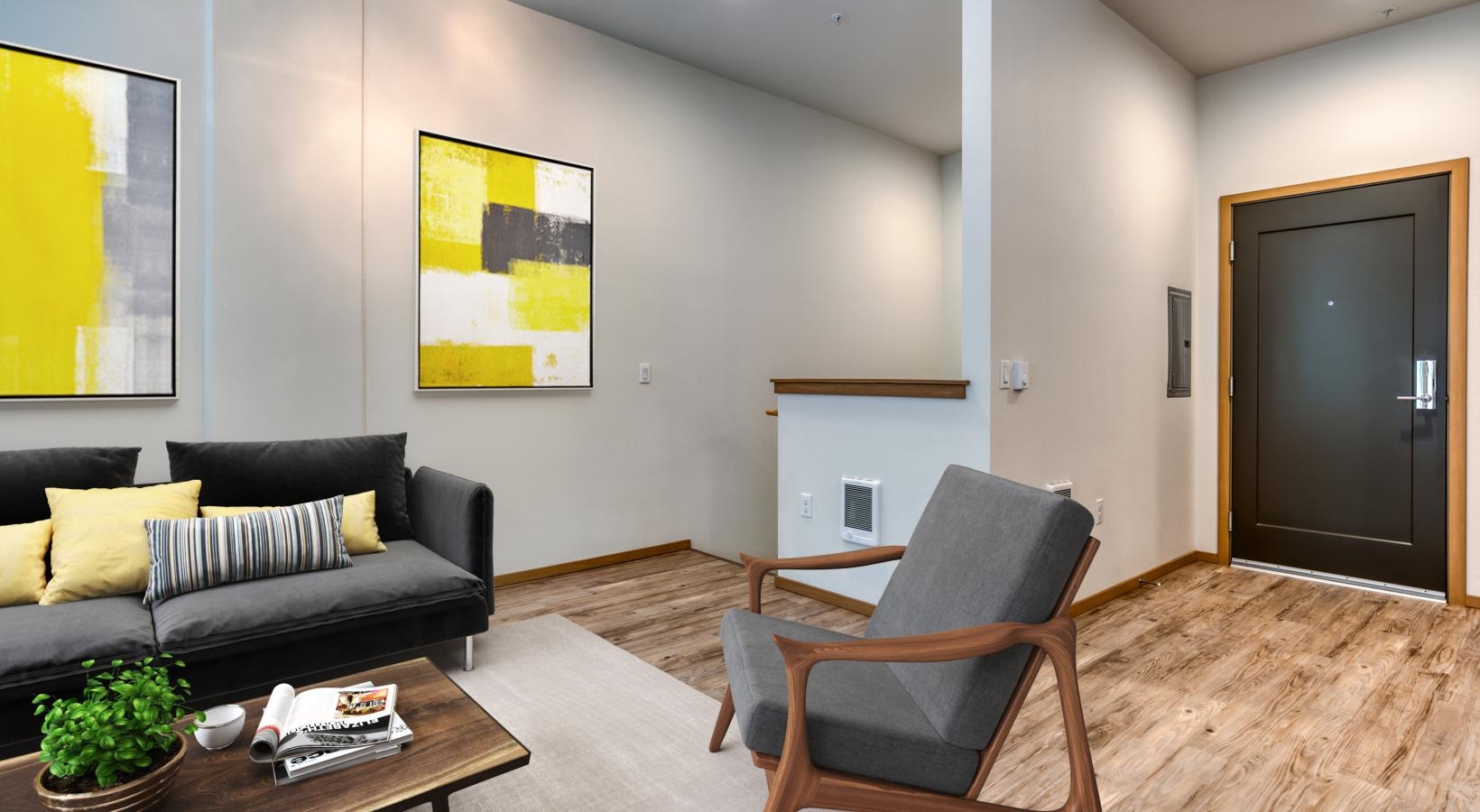 Generous living spaces to relax and unwind a living room with a couch and a coffee table
